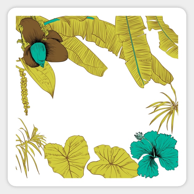 Seamless tropical pattern with banana palms Sticker by Olga Berlet